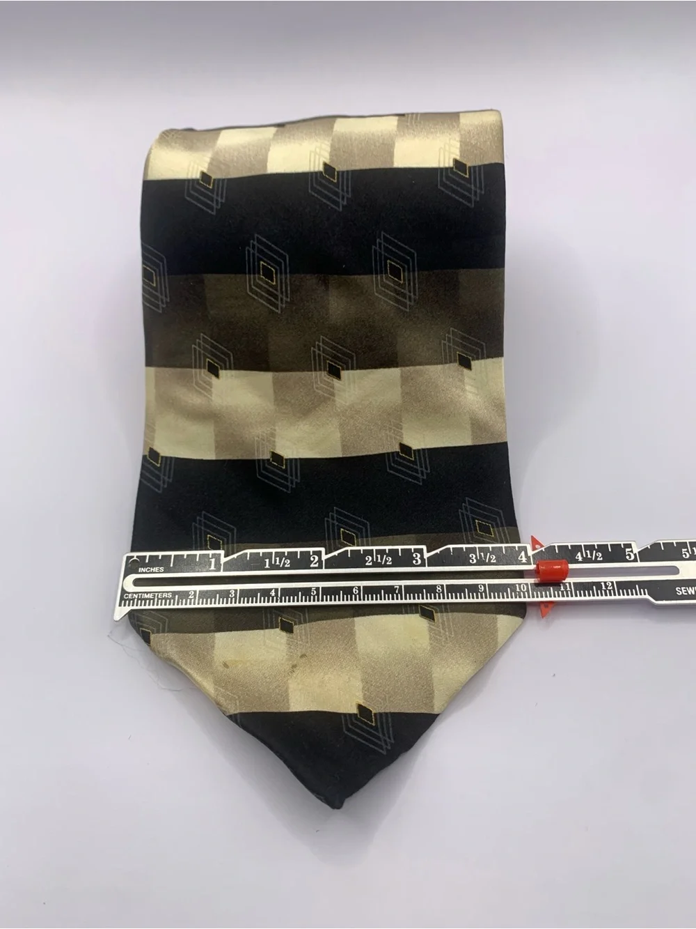 Classic Black and Gold Checked Men's Dress Tie 62” x 4” Long Tie Business